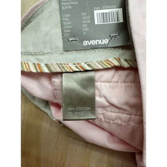 Avenue Pink Chino Capri Size 22 NWTs Stonewashed Cotton Blend - Picture 3 of 8